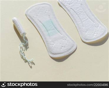 high view various sanitary napkins tampon