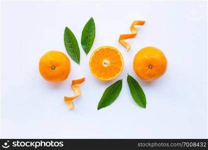 High vitamin C, Fresh orange citrus fruit on white background.