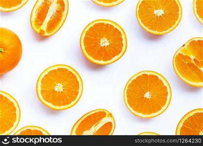 High vitamin C, Juicy and sweet. Fresh orange fruit on white background.