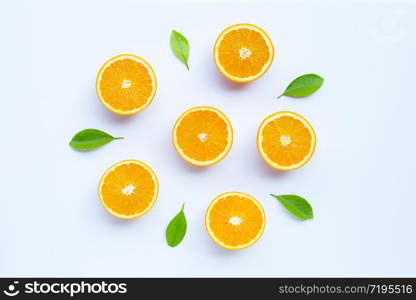 High vitamin C, Juicy and sweet. Fresh orange fruit on white background.