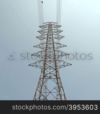 high voltage electric tower with beautiful sky background