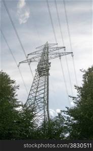 high voltage power electricity pylons under sky