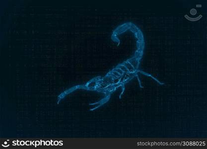 Highly venomous fattail scorpion, Androctonus australis, on sand, side view, closeup. This species from North Africa and the Middle East, is one of the most dangerous scorpions