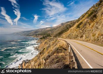 Highway 1 on the pacific coast, California.