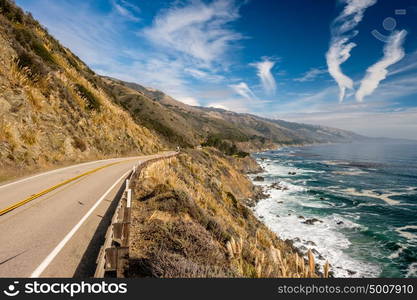 Highway 1 on the pacific coast, California.