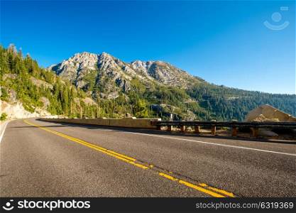Highway at Lake Tahoe in California, USA
