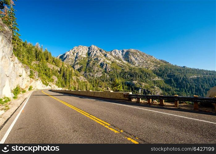 Highway at Lake Tahoe in California, USA