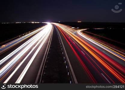 Highway car light trails scene