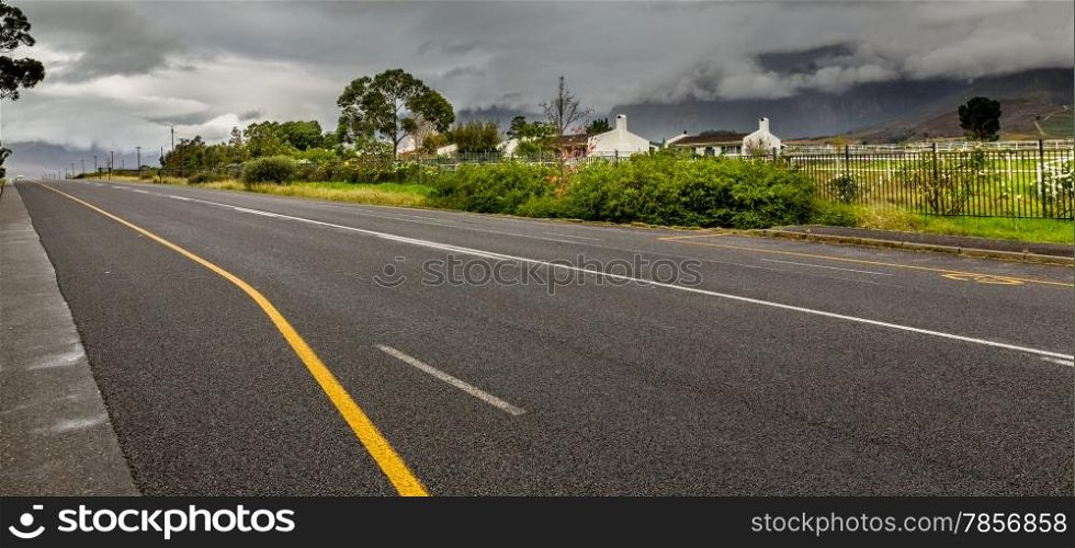 Highway cutting through the picturesque landscapes of the Western Cape regions of South Africa
