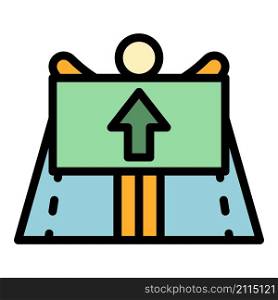 Highway hitchhiking icon. Outline highway hitchhiking vector icon color flat isolated. Highway hitchhiking icon color outline vector