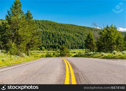 Highway in Grand Teton National Park. Highway in Grand Teton National Park, Wyoming, USA