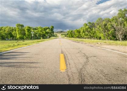highway in Nebraska Sandhills . highway in Nebraska Sandhills (Niobrara RIver valley)
