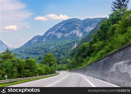 Highway in the Alps, beautiful nature of Austria.. Highway in the Alps, beautiful nature of Austria