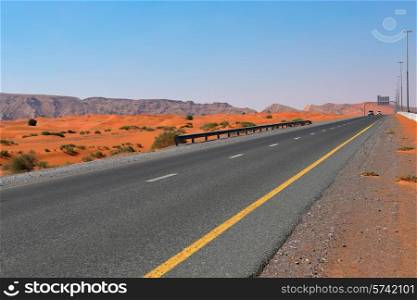 highway in the Arabian desert in Dubai