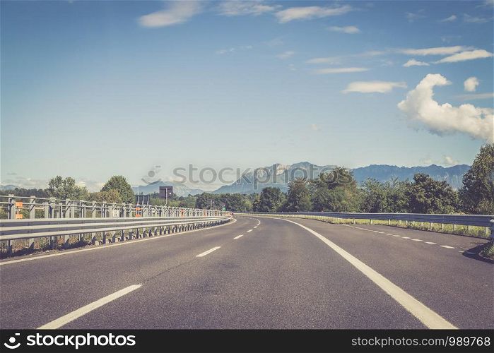 Highway on a sunny summer day, travelling