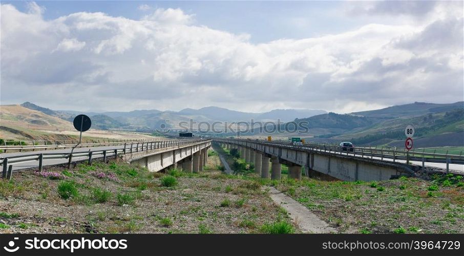 Highway on the Island of Sicily in Italy