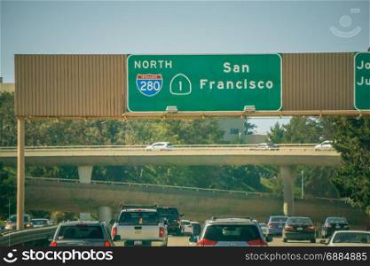 highway sign on way to san francisco california