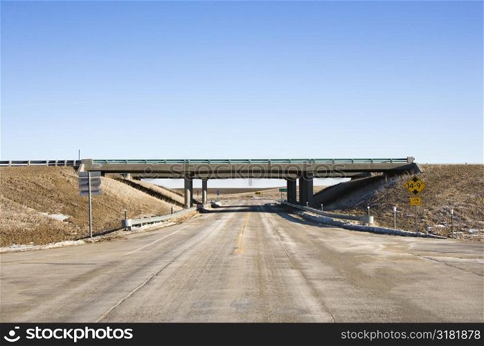 Highway with overpass bridge.