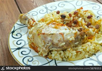 hihirtma plov - chicken polow. Azerbaijani cuisine dish