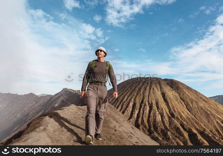 Hike in Bromo volcano in Java island, Indonesia