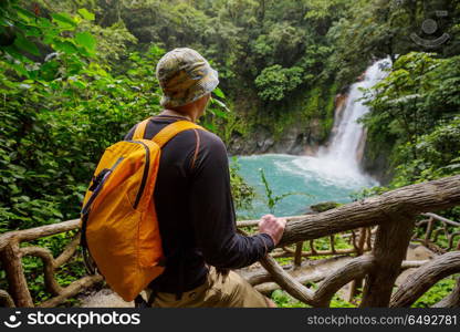 Hike in Costa Rica. Hiking in green tropical jungle, Costa Rica, Central America