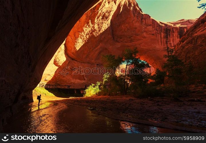 Hike in Coyote gulch, Grand Staircase-Escalante National Monument, Utah, United States