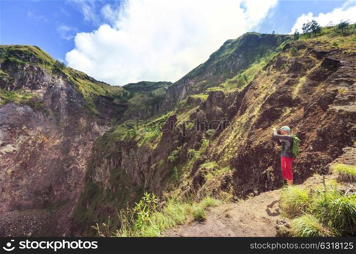 Hike in volcanic region in Bali island, Indonesia