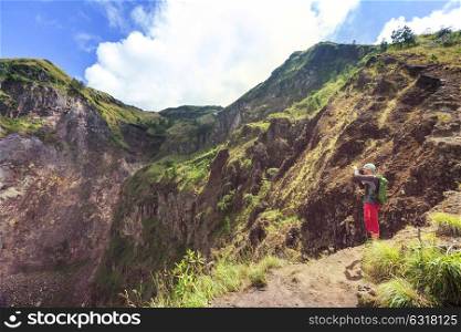 Hike in volcanic region in Bali island, Indonesia