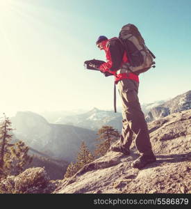 Hike in Yosemite mountains