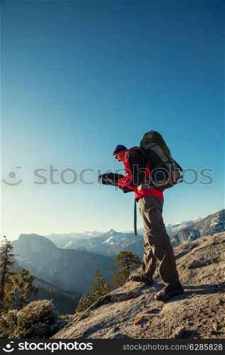 Hike in Yosemite mountains