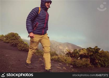 Hike to volcano. Hike to Irazu Volcano in Central America. Costa Rica