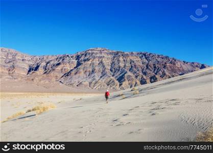 Hiker in Death Valley National Park in California, United States