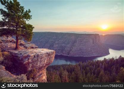 Hiker in Flaming Gorge recreation area