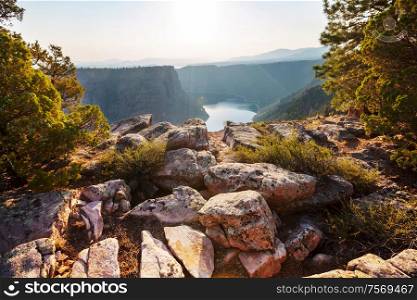 Hiker in Flaming Gorge recreation area