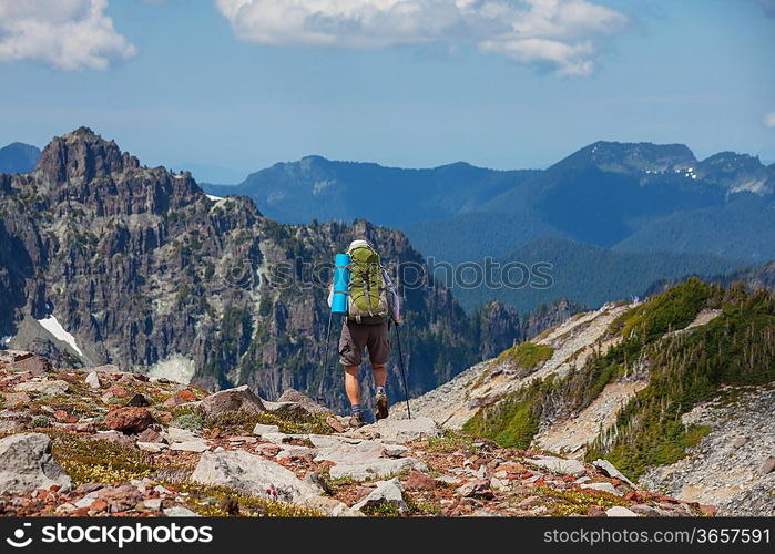 Hiker in mountains