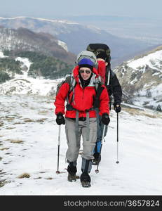 Hiker in mountains