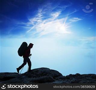Hiker in mountains