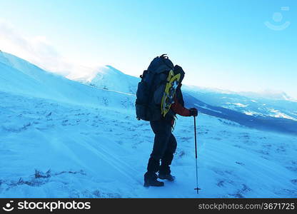 hiker in mountains