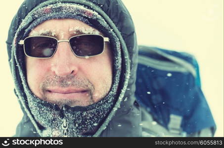 Hiker in winter season