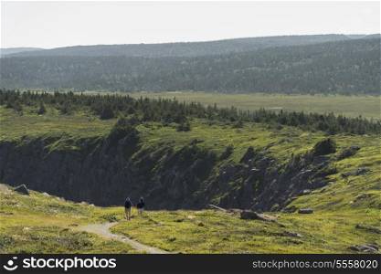 Hikers in Cape Spear, St. John&rsquo;s, Newfoundland And Labrador, Canada
