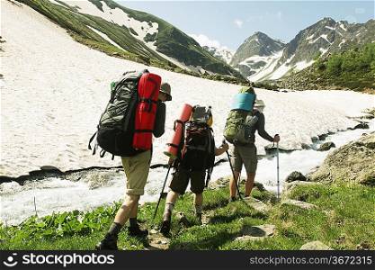 Hikers in mountains