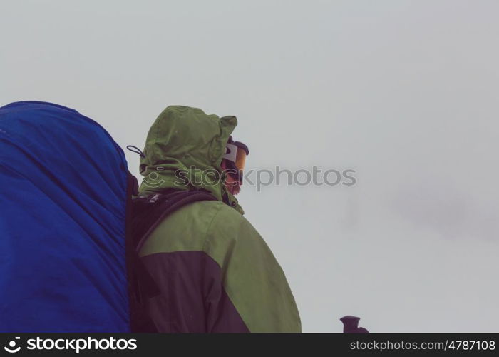 Hikers in the winter mountains