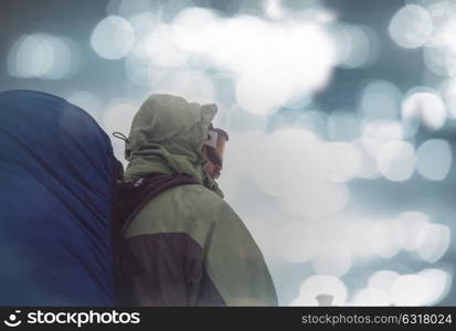 Hikers in the winter mountains