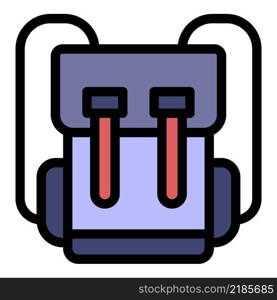 Hiking backpack icon. Outline hiking backpack vector icon color flat isolated. Hiking backpack icon color outline vector