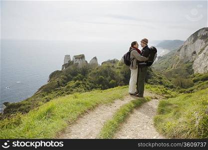 Hiking Couple Standing on a Path