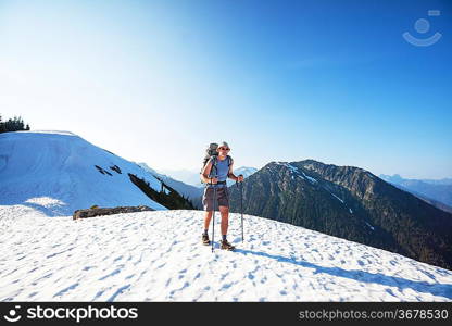 hiking in mountains