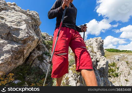 hiking in mountains