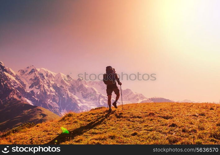 hiking in mountains