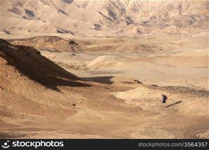 Hiking in Negev desert of Israel - holiday tourism