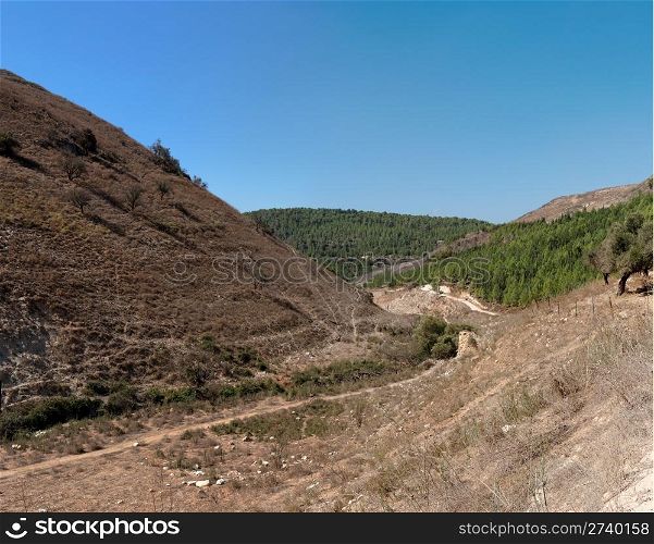 Hiking track between Mediterranean hills